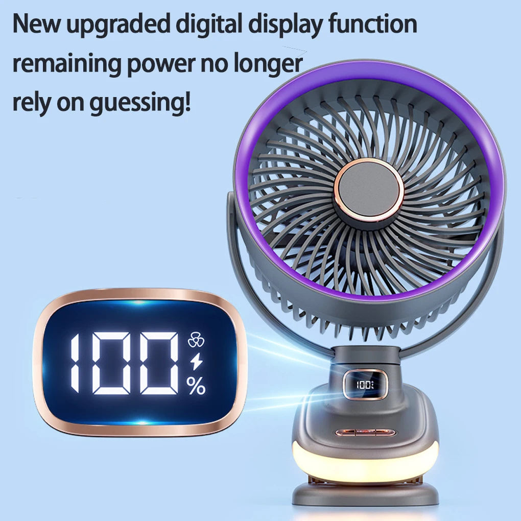 Mini Clip Fan Mute 10000mAh Rechargeable Mini Desk Fan  Adjustable Clip-on Fan Table Wireless Fan for Home Room