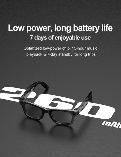 LIGE Fashion AI Camera Smart Glasses IP65 Waterproof Bluetooth Call Playing Music Smart Glasses Identify Pictures Use ChatGPT