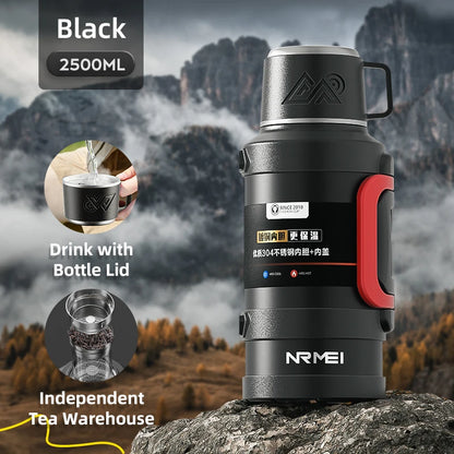 Stainless Steel Thermos Bottle with Handle Outdoor Portable Large Capacity Thermal Water Bottle ,Keep Hot and Cold for 72H