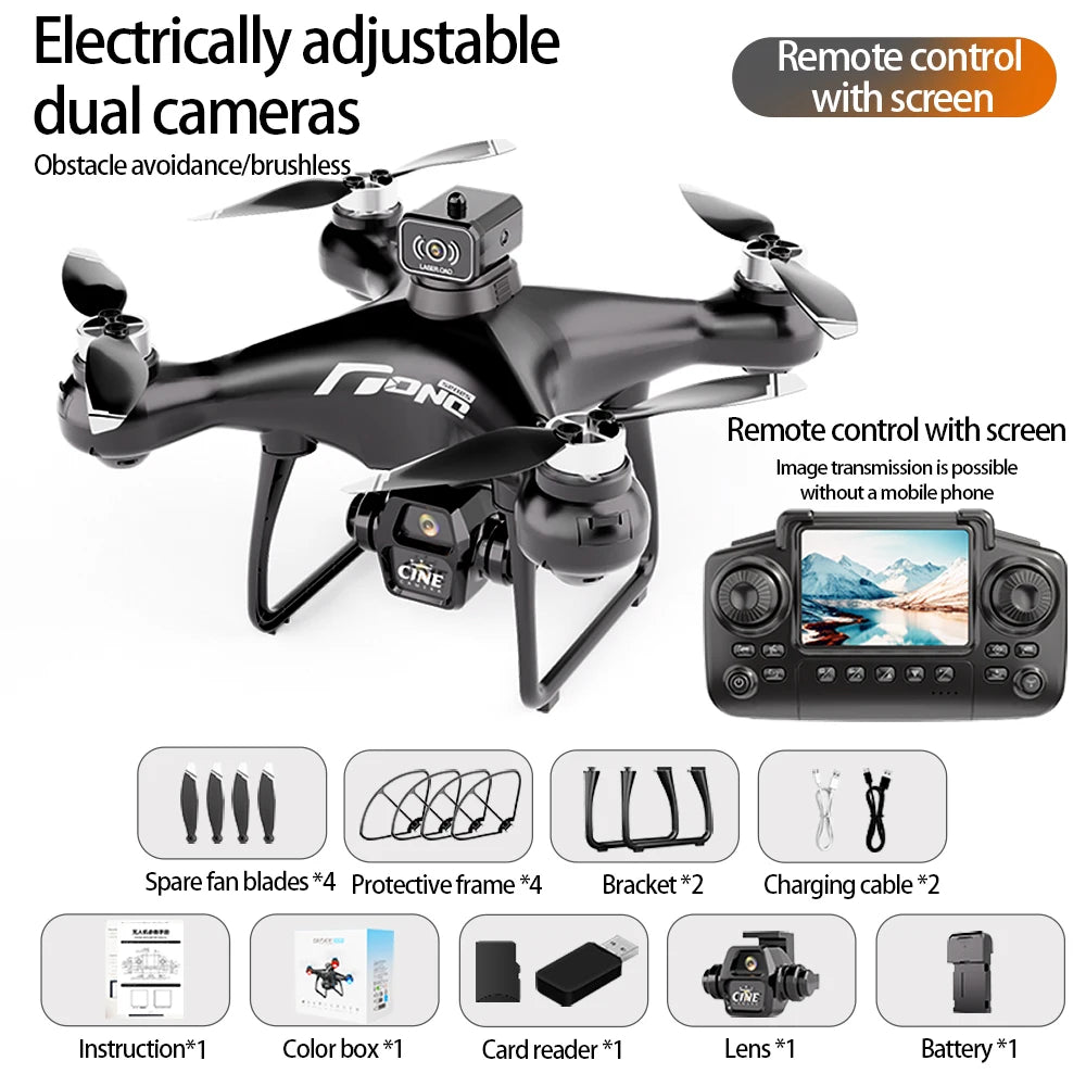 2025 New E55 Air Brushless Drone With Screen-Controlled Lighting Mini Drone 2 Camera Optical Flow Remote Control Aircraft Gift