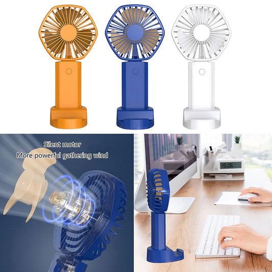 Handheld Mini Fan Portable Neck Hanging Fans USB Rechargeable Fan with Phone Stand 500mAh Suitable for Women Travel Outdoor Use
