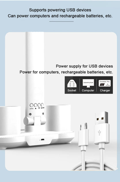 Rechargeable Table Lamp for Study, Desk Lamp Reading Light Led Table Light with Fan, Led Clock Dispaly Reading Lamp