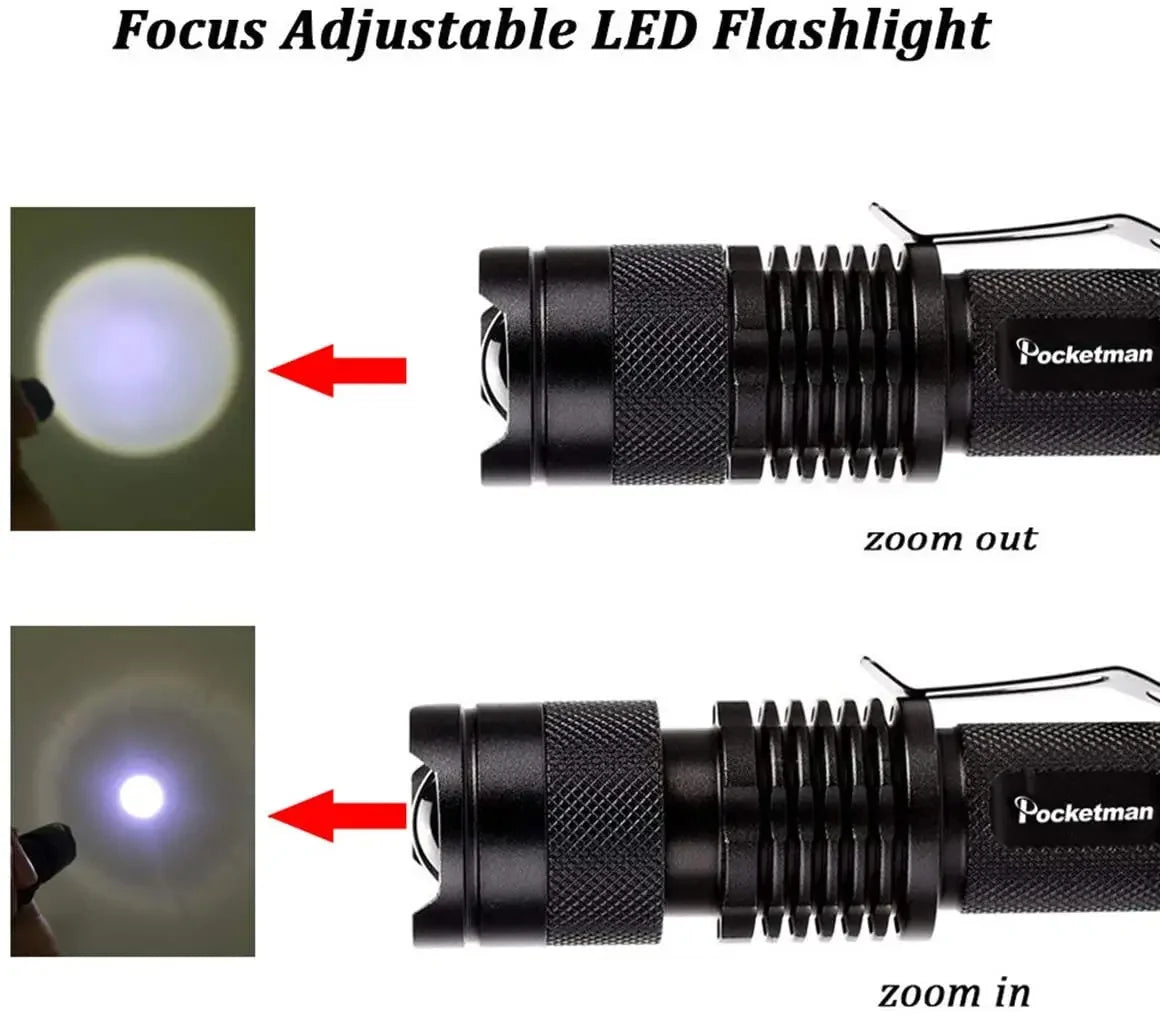 Portable Mini Q5 LED Flashlight Tactical Lamp LED Flashlight Adjustable Focus Zoomable Light for  Hiking Camping Power Outage