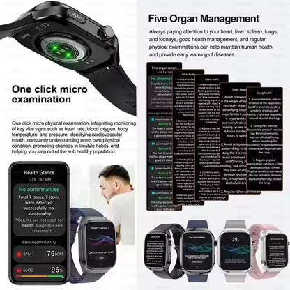 2025 New Three Highs Blood Pressure Smartwatch ECG Uric Acid Heart Rate Clock Body Analysis Health Monitoring Watches