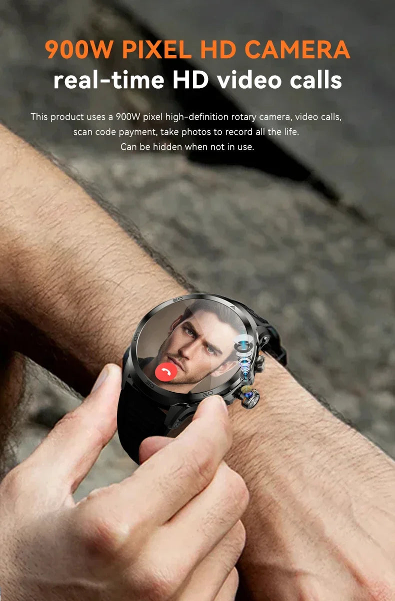 2025 NEW 4G Full Netcom H19 Smartwatch Android System 1.95 Inch 720*720 Amoled Screen 190° Rotating Camera Smart Watch GPS WIFI