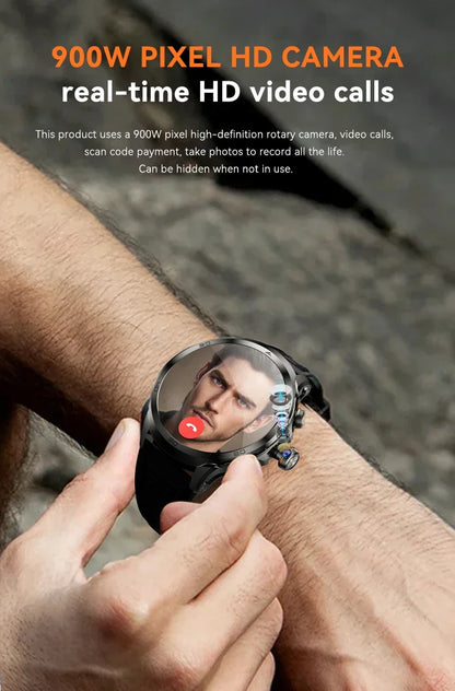 2025 NEW 4G Full Netcom H19 Smartwatch Android System 1.95 Inch 720*720 Amoled Screen 190° Rotating Camera Smart Watch GPS WIFI