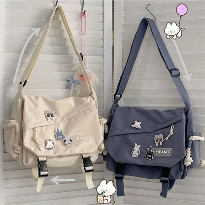 Women's Nylon Handheld One Shoulder Versatile Large Capacity Crossbody Bag Retro Work Travel