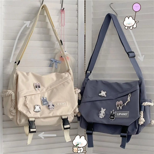 Women's Nylon Handheld One Shoulder Versatile Large Capacity Crossbody Bag Retro Work Travel