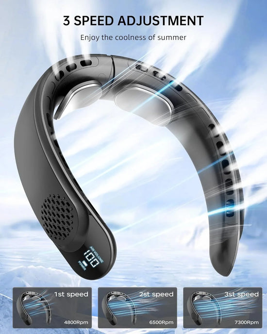 Portable Neck Fan, 4000 mAh Battery Rechargeable 3 Speeds Adjustable Mini Hanging Neck Fan Bladeless Neckband for Sports