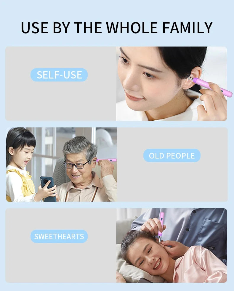 Ear Cleaner with Camera Set Ear Sticks Otoscope USB C Charging Endoscope Wax Removal Tool Earpick MIni Camera Ear Cleaning Set