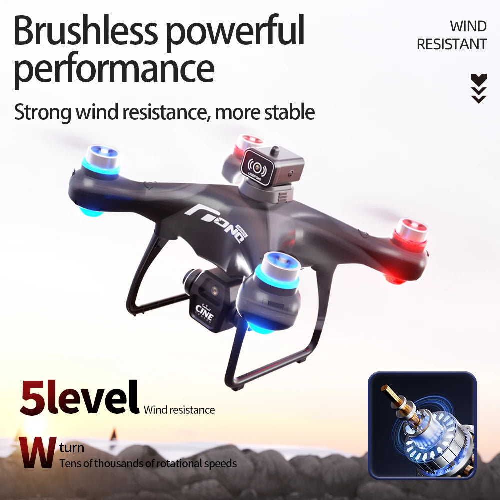 2025 New E55 Air Brushless Drone With Screen-Controlled Lighting Mini Drone 2 Camera Optical Flow Remote Control Aircraft Gift