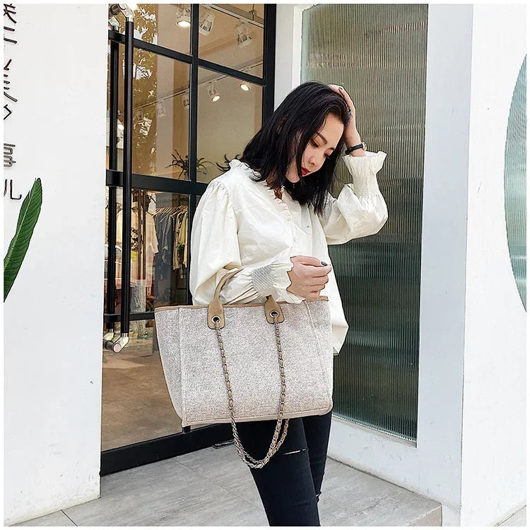 Fashion Make Up Designer Big Women's New Korean Fashion Casual Large Capacity Shoulder Crossbody Chain Tote Bag