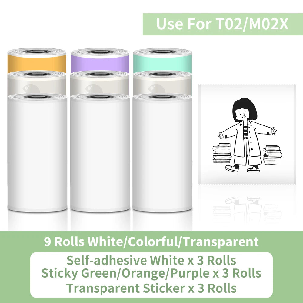 T02 Portable Printer Phomemo Mini Sticker Printer Self-adhesive Labels Inkless Sticker Printer for Journal, Notes, Photo, DIY