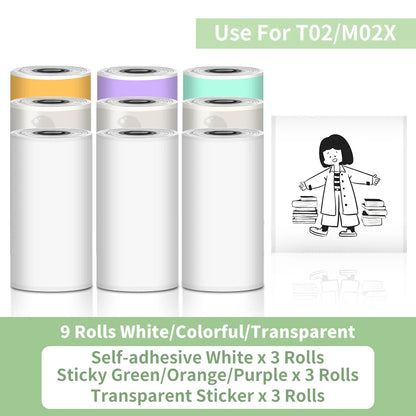 T02 Portable Printer Phomemo Mini Sticker Printer Self-adhesive Labels Inkless Sticker Printer for Journal, Notes, Photo, DIY