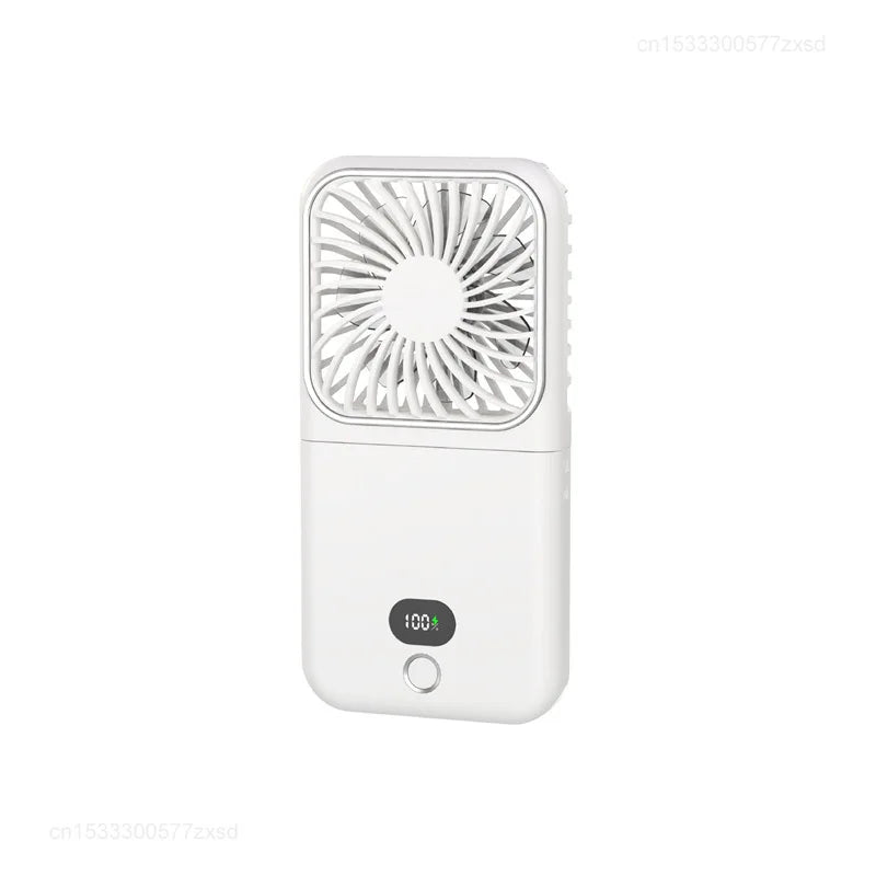 Portable Folding Electric Fan 3-in-1 Mini Handheld Cooling Fan Handheld with Power Bank Makeup Mirror Student Small Fan Outdoor