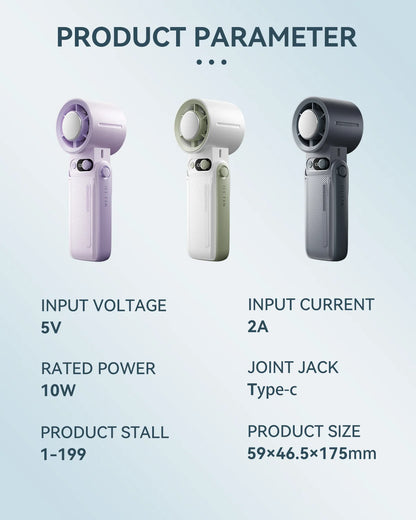 Portable Mini Refrigeration Handheld Fan 199 Speed Stylish Manual Adjustable fan USB rechargeable fan