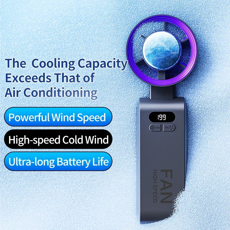 2025 New Portable Hanging Neck Fan 135° Rotation Desktop Mini Fan Handheld Foldable 199 High-speed Powerful Turbo Fan Outdoor