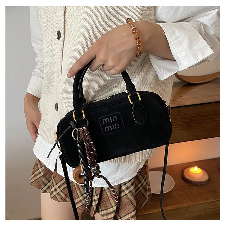 2025 New Fashionable dull Polish bag portable women's full retro crossbody bag shoulder bag popular