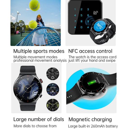 GPS ECG+PPG Bluetooth Call Smart Watch Men 2025 Sports Bracelet NFC Waterproof Custom Watch Face Men SmartWatch For IOS Android