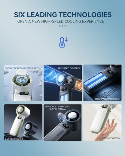 Portable Mini Refrigeration Handheld Fan 199 Speed Stylish Manual Adjustable fan USB rechargeable fan