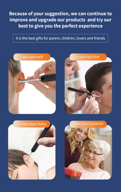 Ear Cleaner with Camera Set Ear Sticks Otoscope USB C Charging Endoscope Wax Removal Tool Earpick MIni Camera Ear Cleaning Set