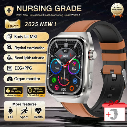 2025 New Three Highs Blood Pressure Smartwatch ECG Uric Acid Heart Rate Clock Body Analysis Health Monitoring Watches