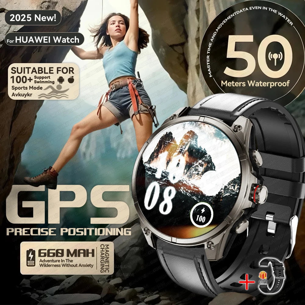 2025 New Premium GPS Smart Watches Outdoor Altimeter Barometer AMOLED Screen Built-in GPS Compass Military Sports Smartwatch Men