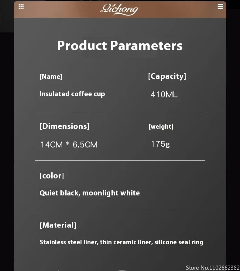 410ml Ceramic Liner Thermos Coffee Cup Double Wall Stainless Steel Vacuum Insulated Thermos For Coffee Thermal Mug Tumbler Gift