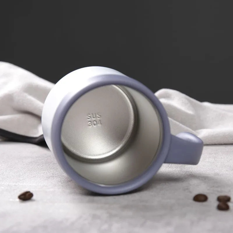 350ml Insulated Coffee Mug with Handle Stainless Steel Insulated Mug Coffee Tumbler Thermos Tea Cups with Lip