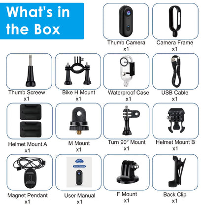 4K Thumb Action Camera Pocket POV Cam Portable Body Recording Wearable Camera WiFi Waterproof Mini Camera