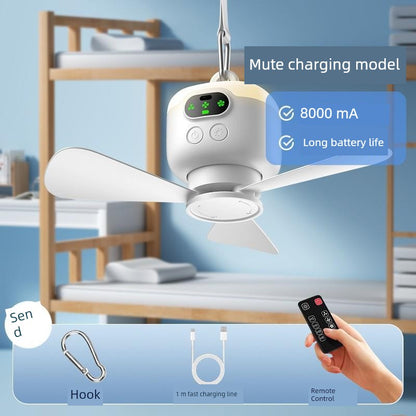 Upgraded Wireless Small Ceiling Fan usb Rechargeable Student Dormitory Silent Wind Big Bed Small Camping Fan