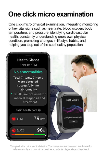 2025 New Three Highs Blood Pressure Smartwatch ECG Uric Acid Heart Rate Clock Body Analysis Health Monitoring Watches