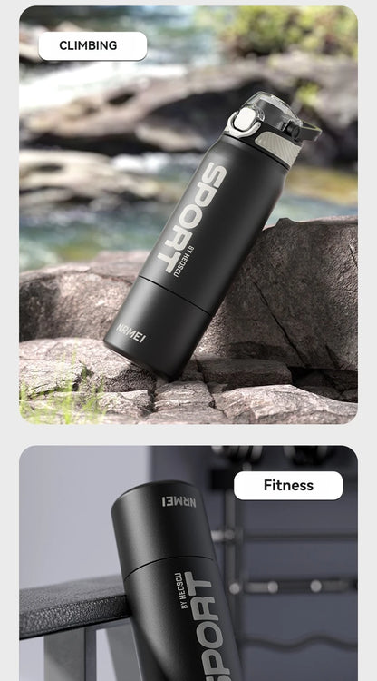 Insulated Water Bottle Thermal Stainless Steel Leak-proof Vacuum Flask Rope with Cup Portable Hiking Cycling