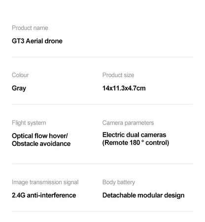 GT3 Drones Mini 8K HD Dual Camera Intelligent Obstacle Avoidances Aerial Photography Flyer Optical Flow Positioning Beginner UAV