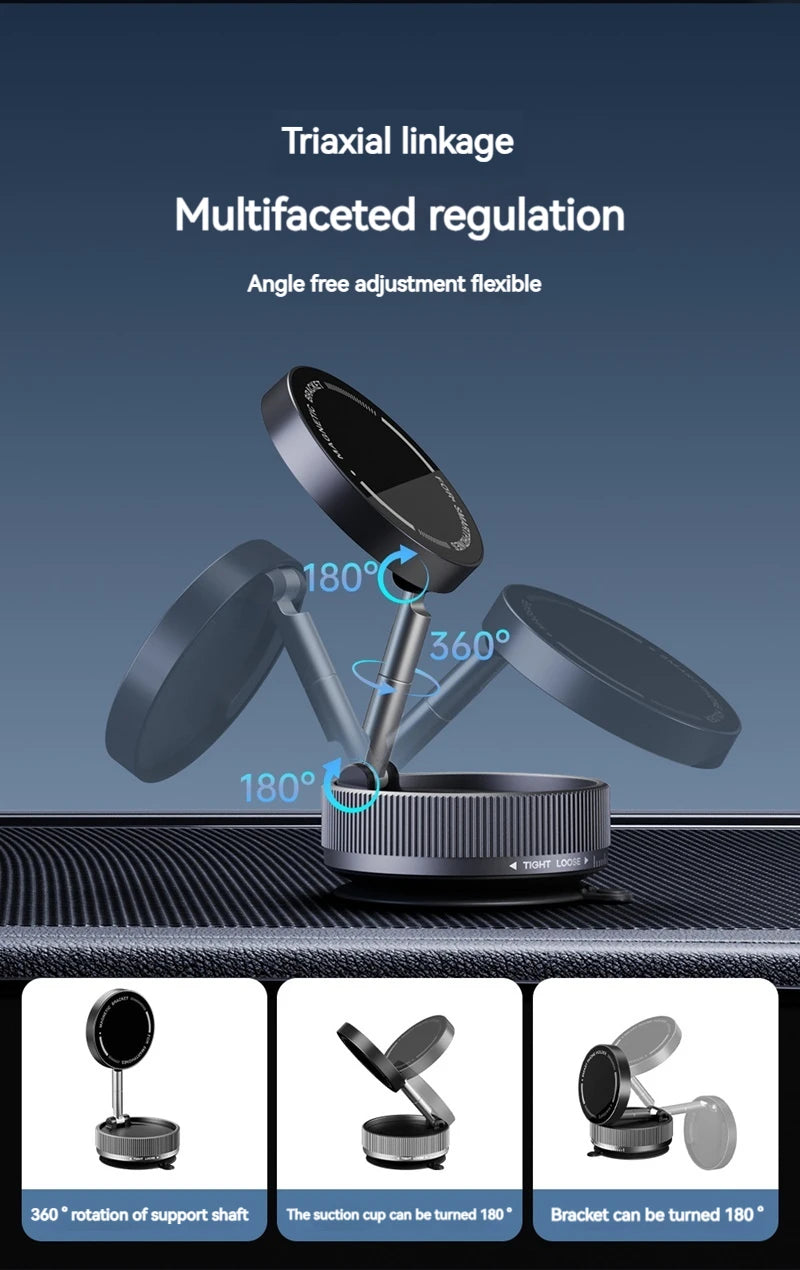 Vacuum Magnetic Car Phone Holder Foldable Suction Cup