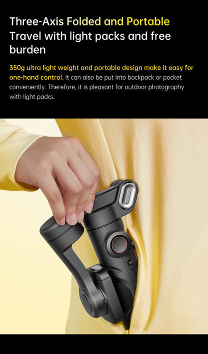 AOCHUAN 3-Axis Handheld Gimbal Stabilizer for Smartphone with Fill Light for iPhone Android Face Tracking Vlog