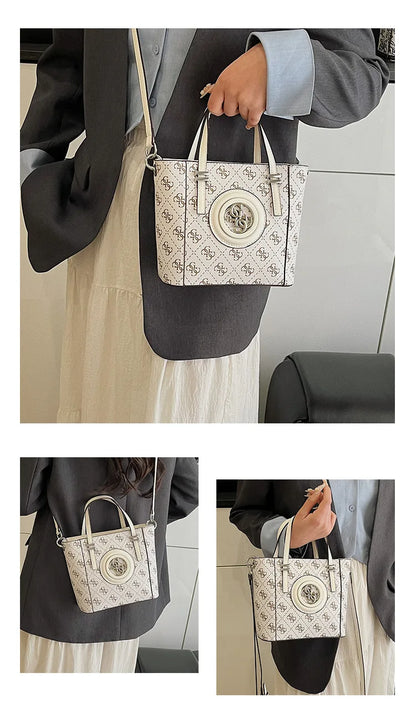 2025 Summer Women's Printed Letter Tote Bag, Large Capacity Shoulder & Crossbody Purse, Trendy Handheld Design for Everyday Use