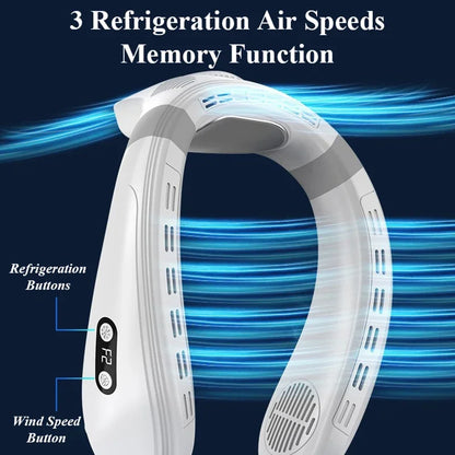 2024 New Neck Air Conditioner Portable Neck Fan Rechargeable Semiconductor Cooling Bladeless Fan Wearable Cooler multi purpose