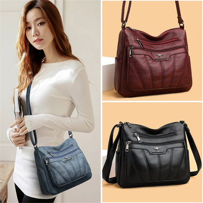 Soft Leather Women Bag Branded Designer Ladies Handbag Purses, Luxury Female Shoulder Bag Large Capacity Crossbody Bags Sac