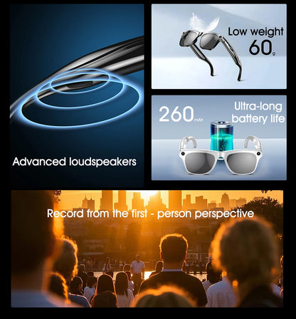 2025 Classic AI Smart Glasses 100MP Camera Waterproof Bluetooth Call Playing Music Sports Glasses Identify Pictures Use ChatGPT