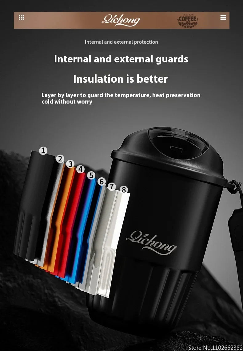 410ml Ceramic Liner Thermos Coffee Cup Double Wall Stainless Steel Vacuum Insulated Thermos For Coffee Thermal Mug Tumbler Gift