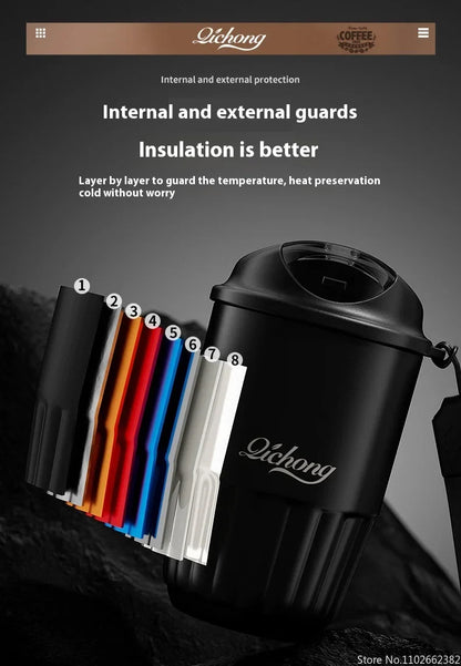 410ml Ceramic Liner Thermos Coffee Cup Double Wall Stainless Steel Vacuum Insulated Thermos For Coffee Thermal Mug Tumbler Gift