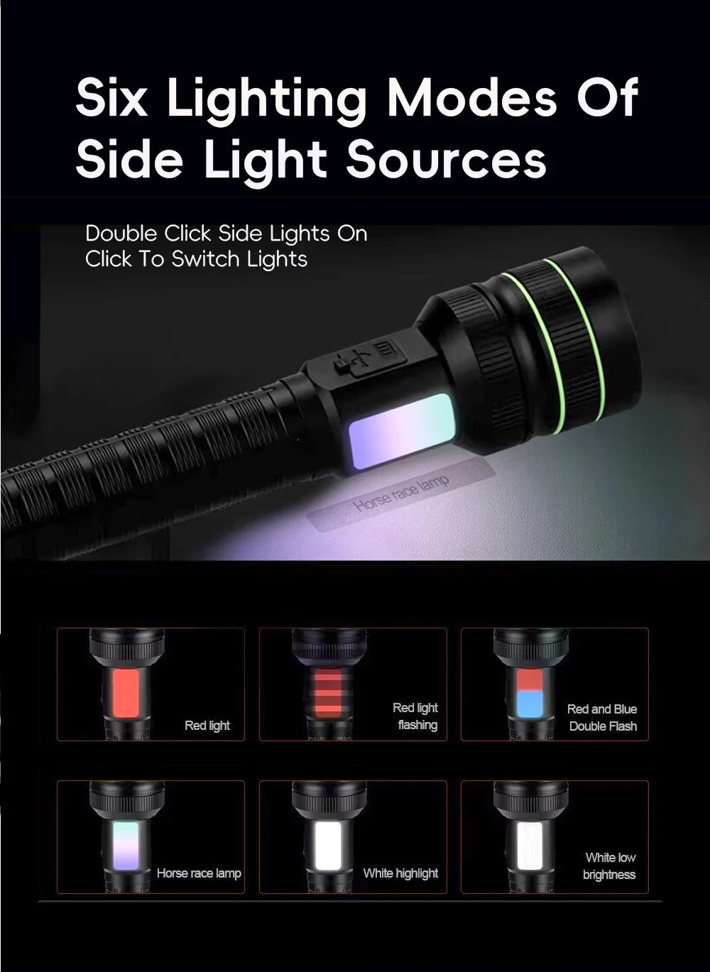 Super bright LED flashlight high power strong light long-range tactical flashlight, long outdoor hiking camping emergency light