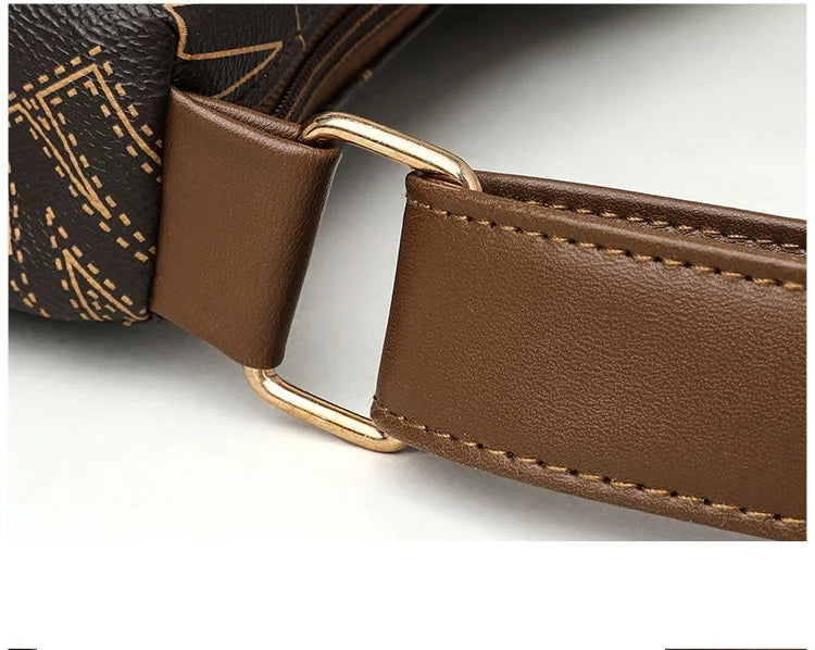 Ladies Middle-Aged Bag Large Capacity printed Work Clothing Soft Leather Multi-Pocket Cross-Body Bag Retro Shoulder Bag