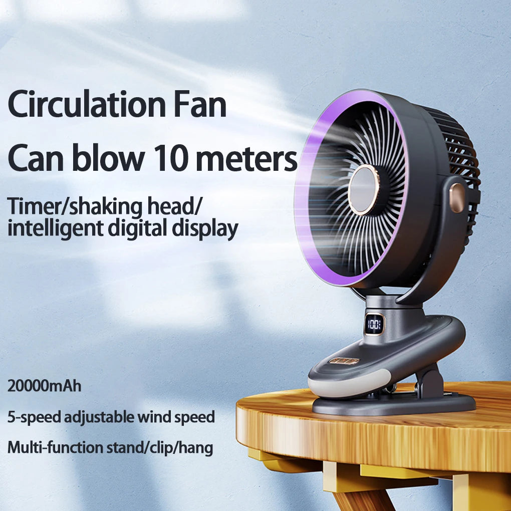 Mini Clip Fan Mute 10000mAh Rechargeable Mini Desk Fan  Adjustable Clip-on Fan Table Wireless Fan for Home Room