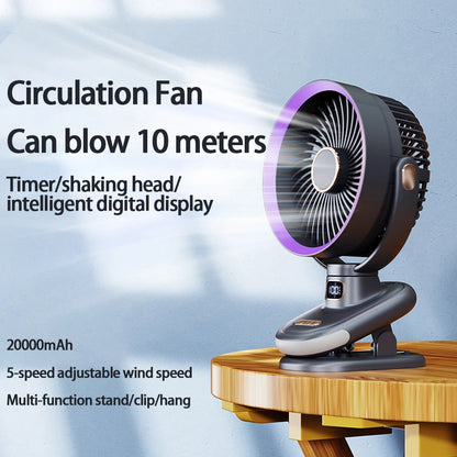 Mini Clip Fan Mute 10000mAh Rechargeable Mini Desk Fan  Adjustable Clip-on Fan Table Wireless Fan for Home Room