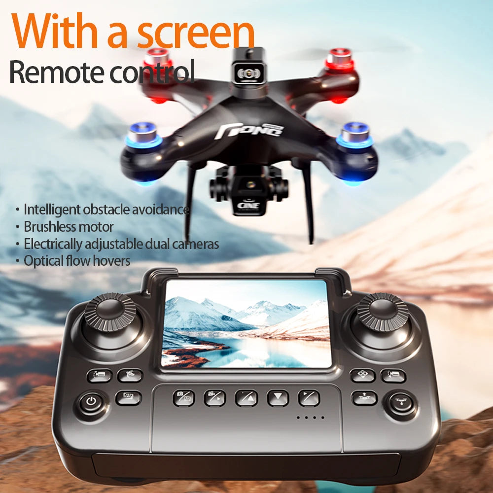 2025 New E55 Air Brushless Drone With Screen-Controlled Lighting Mini Drone 2 Camera Optical Flow Remote Control Aircraft Gift