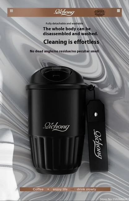 410ml Ceramic Liner Thermos Coffee Cup Double Wall Stainless Steel Vacuum Insulated Thermos For Coffee Thermal Mug Tumbler Gift