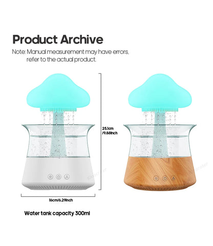 Rain Cloud Electric Air Humidifier 300ml Aroma Diffuser Zen Rain Water Drops Colorful Night Light Humidifier for Home Gift