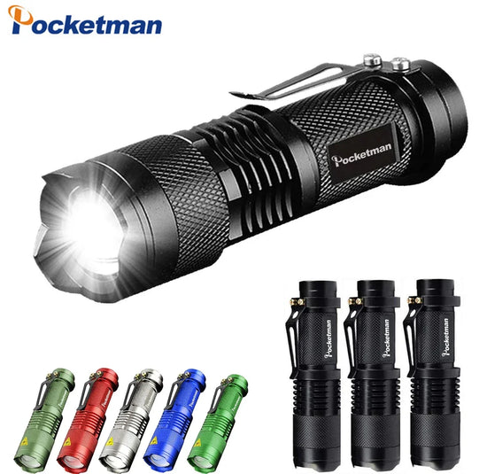 Portable Mini Q5 LED Flashlight Tactical Lamp LED Flashlight Adjustable Focus Zoomable Light for  Hiking Camping Power Outage